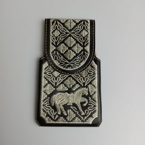 WESTERN LEATHER CELL PHONE CASE,‎ FUNDA VAQUERA DE CUERO COWBOY RODEO PHONE CASE